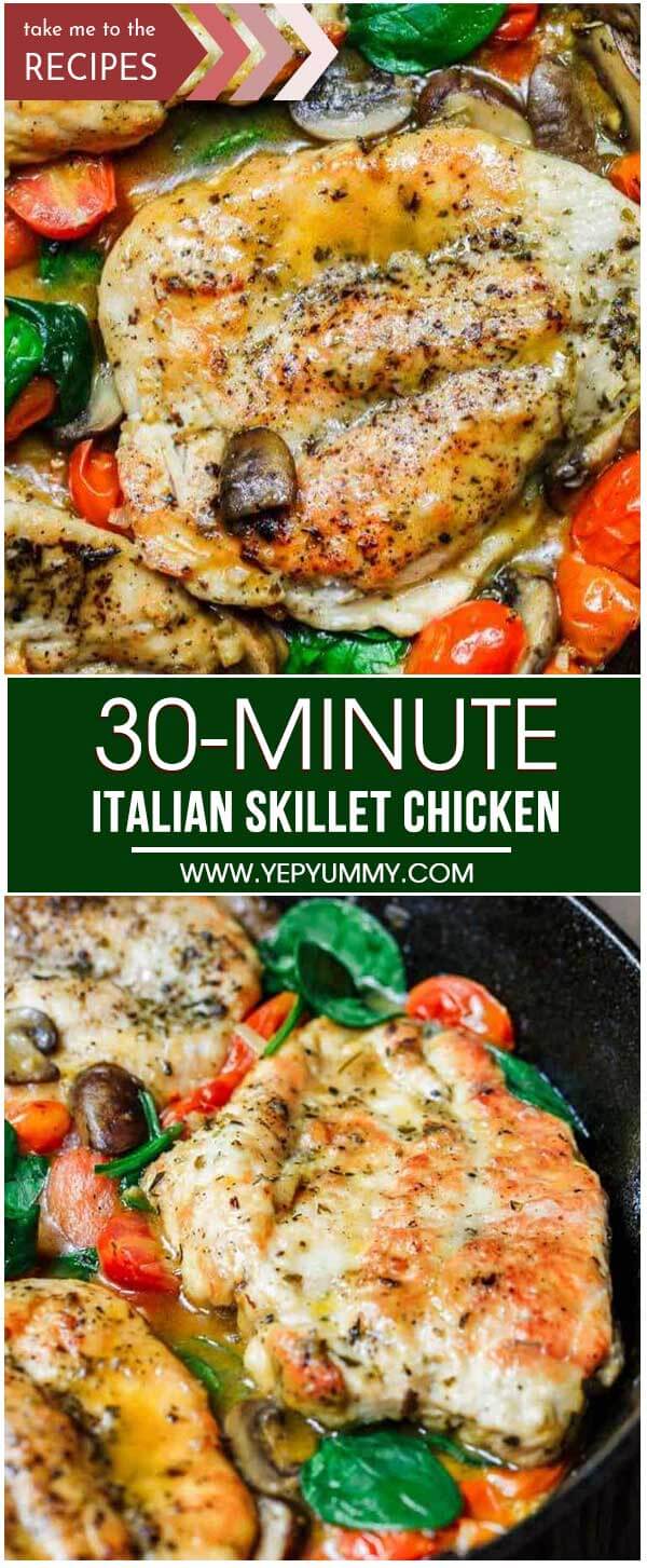 30-Minute Italian Skillet Chicken Recipe with Tomatoes and Mushrooms