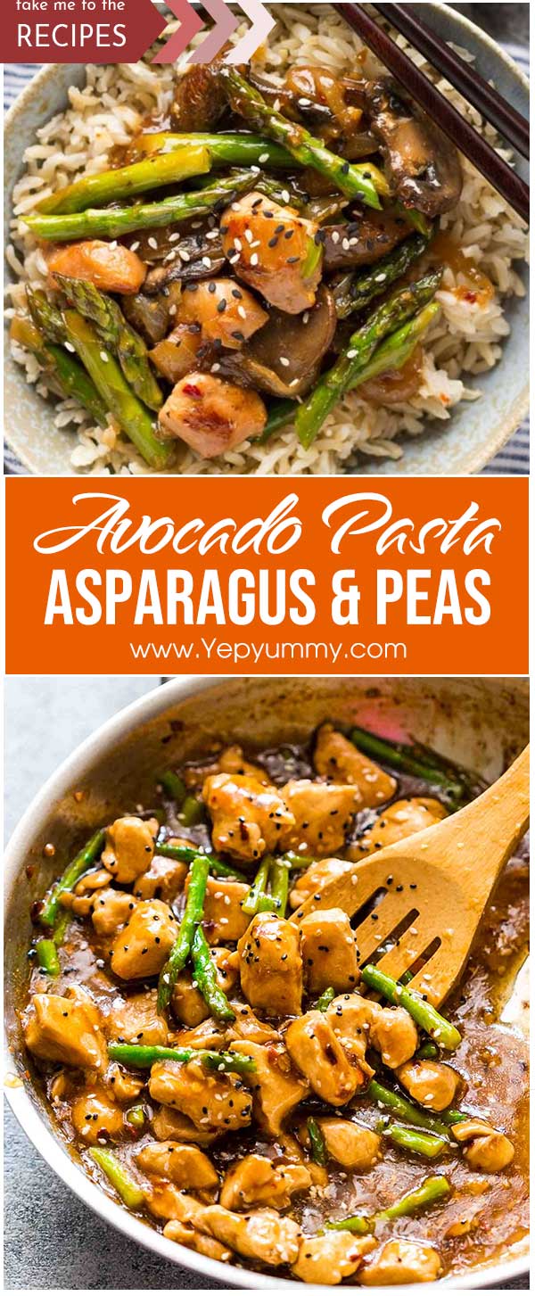 Avocado Pasta with Asparagus and Peas