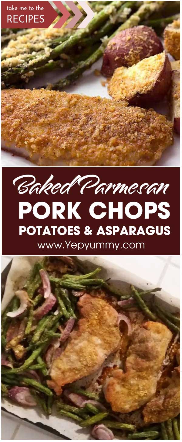 Baked Parmesan Pork Chops Potatoes & Asparagus
