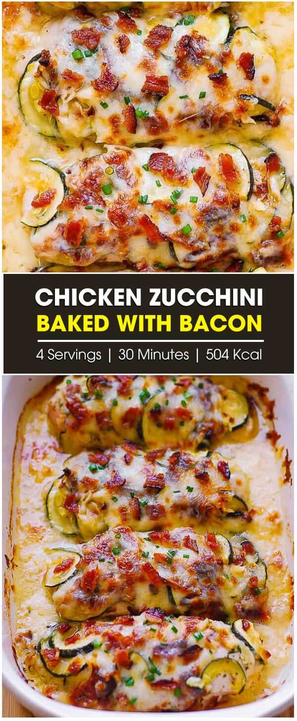 Chicken Zucchini Baked With Bacon