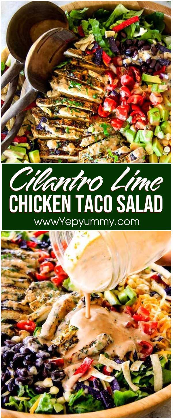 Cilantro Lime Chicken Taco Salad With Creamy Baja Catalina Dressing