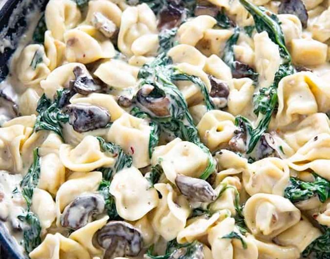 Creamy Mushroom Tortellini with Spinach