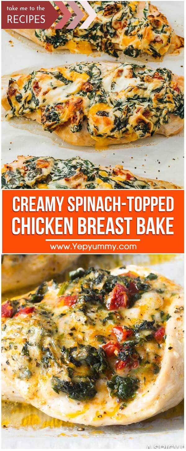 Creamy Spinach-Topped Chicken Breast Bake
