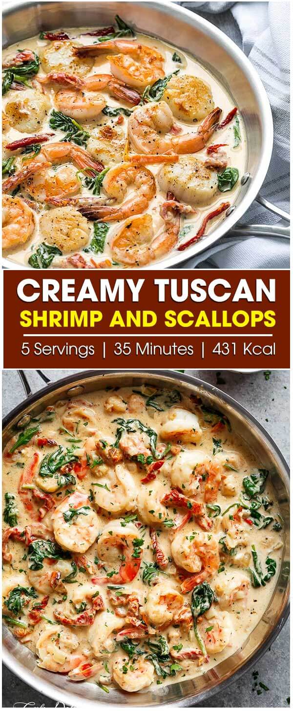 Creamy Tuscan Shrimp and Scallops – Yep Yummy