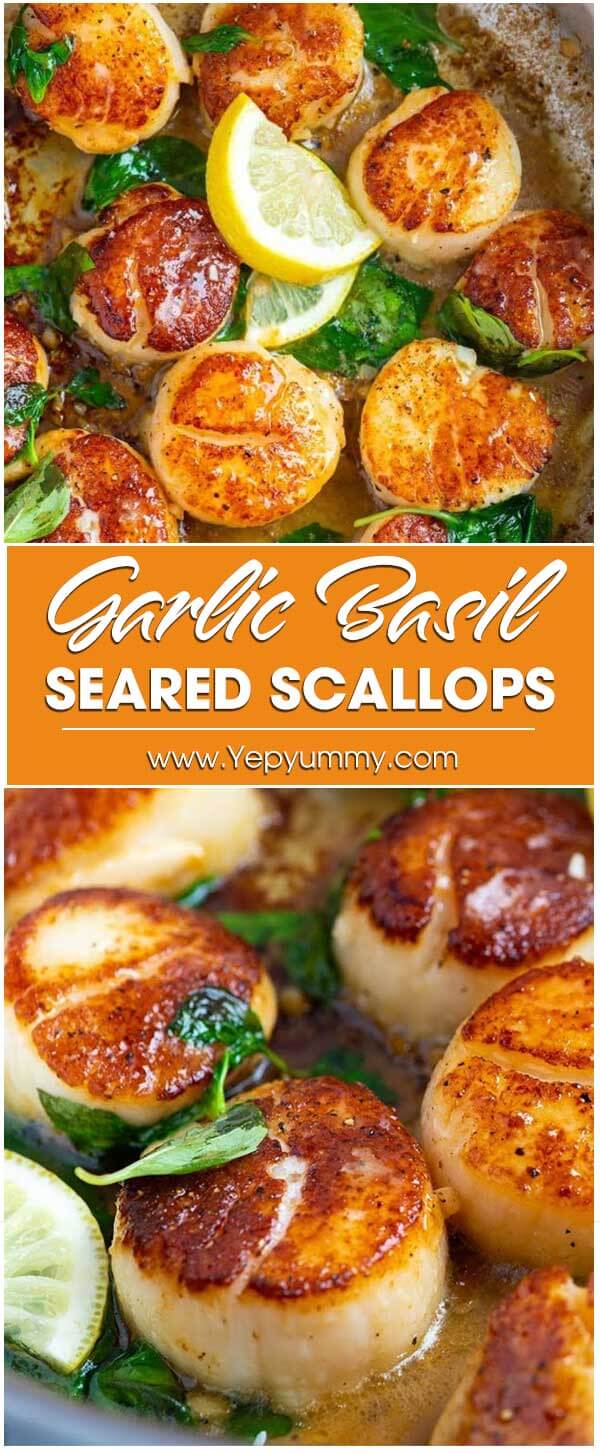 Garlic Basil Seared Scallops