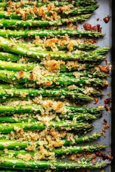 Garlic Butter Asparagus with Crispy Parmesan