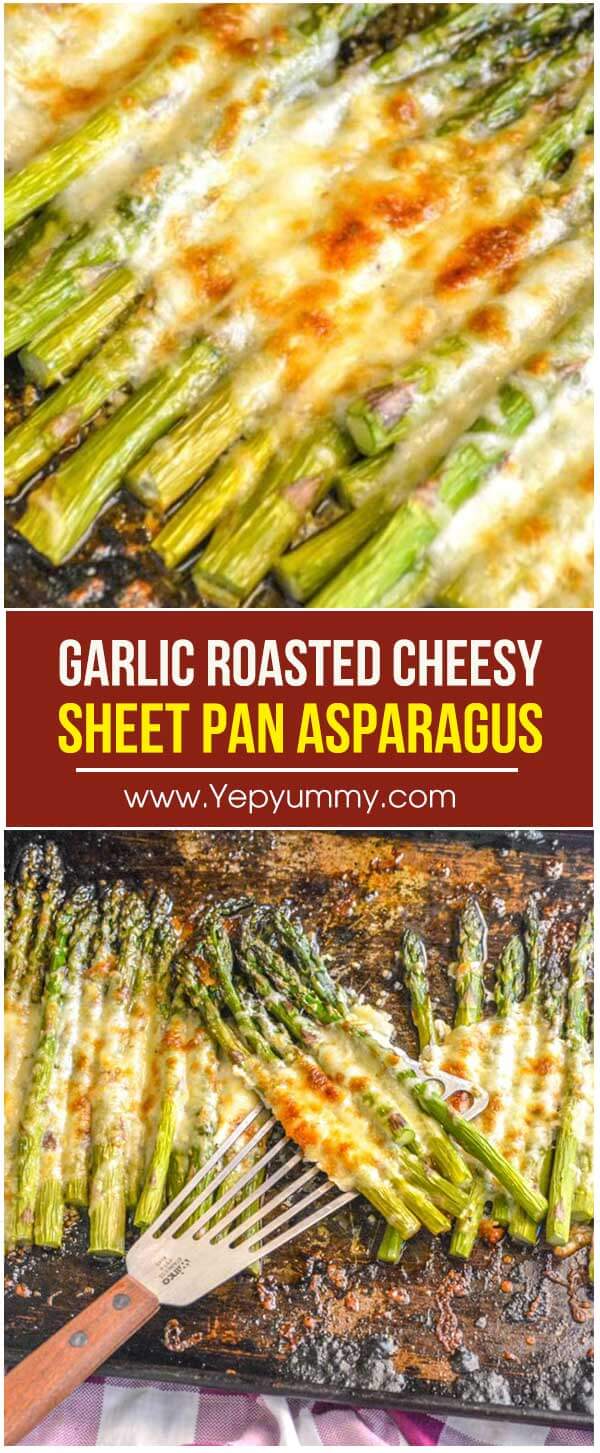 Garlic Roasted Cheesy Sheet Pan Asparagus