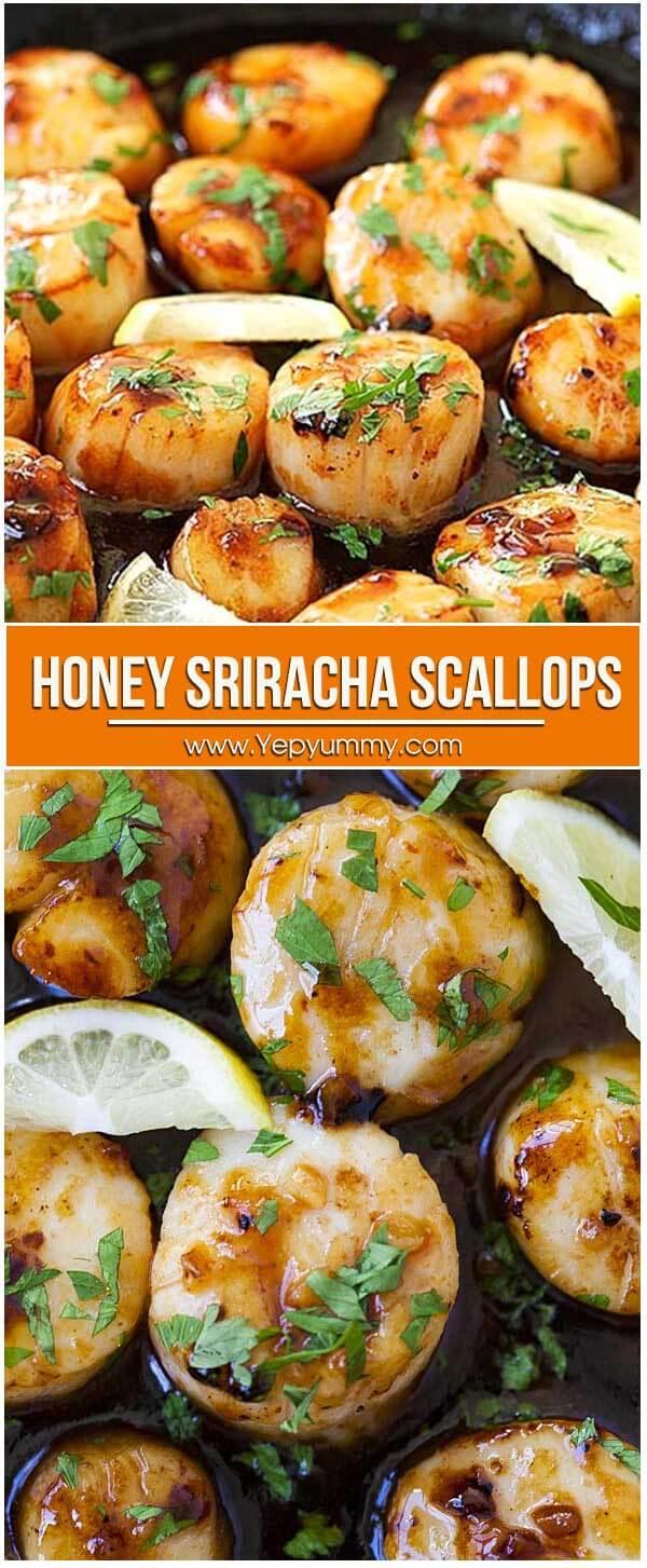 Honey Sriracha Scallops