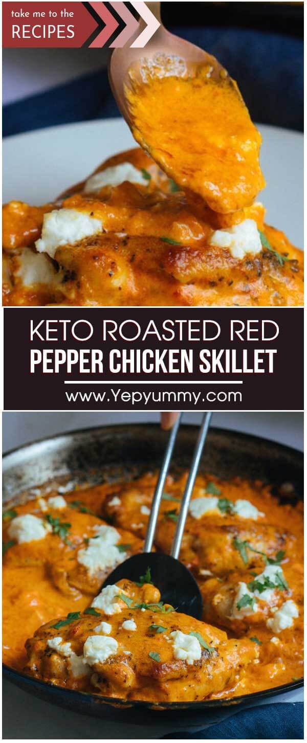 Keto Roasted red Pepper Chicken Skillet