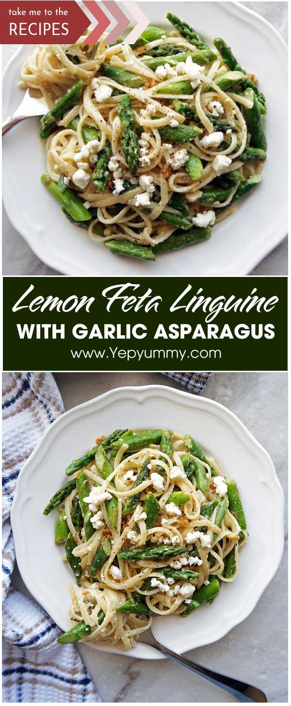 Lemon Feta Linguine With Garlic Asparagus