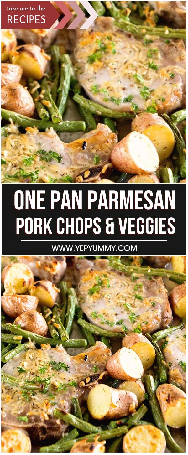 One Pan Parmesan Pork Chops and Veggies