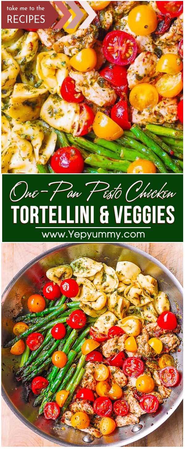 One-Pan Pesto Chicken, Tortellini, And Veggies