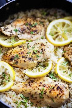 One Pot Lemon Herb Chicken Rice - Dinner Delicious Dishes With Lemon
