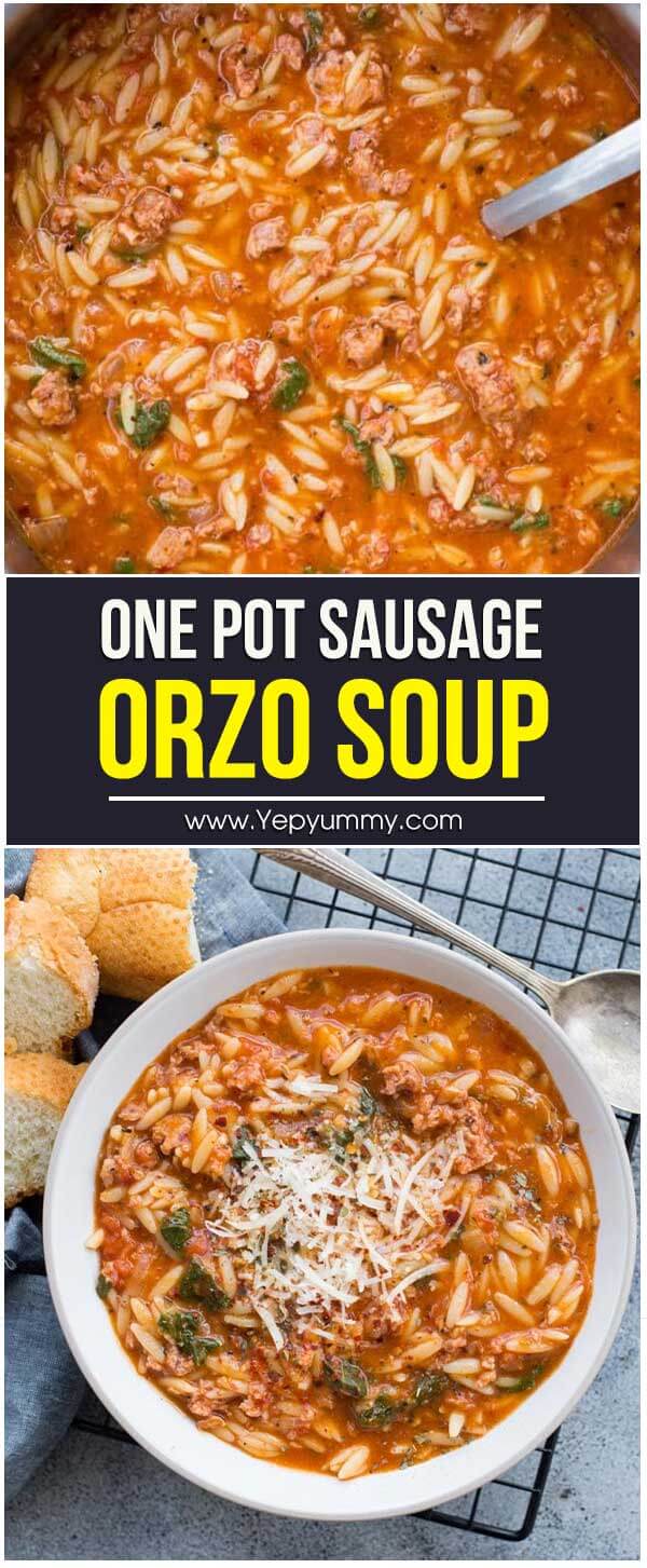 One Pot Sausage Orzo Soup