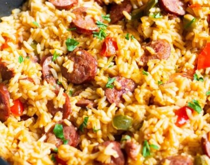 One Pot Sausage Peppers with Rice