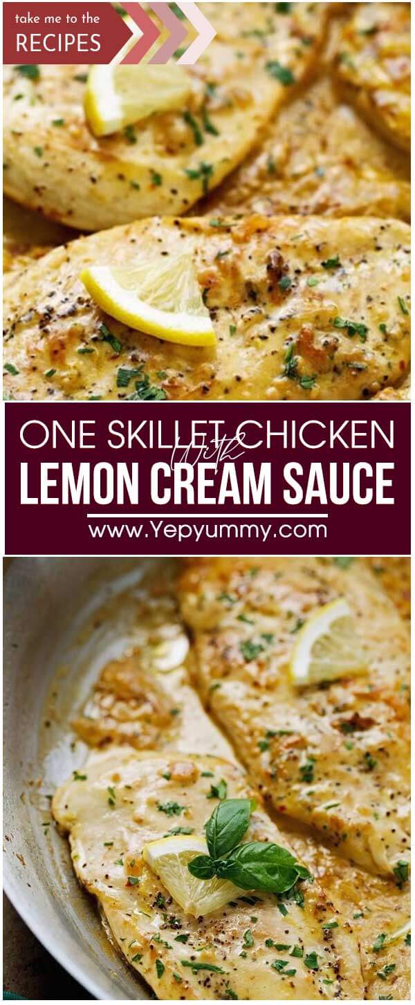 One Skillet Chicken With Lemon Cream Sauce