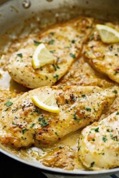 One Skillet Chicken with Lemon Garlic Cream Sauce - Dinner Delicious Dishes With Lemon
