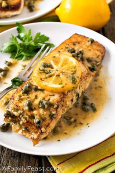 Pan Seared Halibut with Lemon Caper Sauce - Dinner Delicious Dishes With Lemon