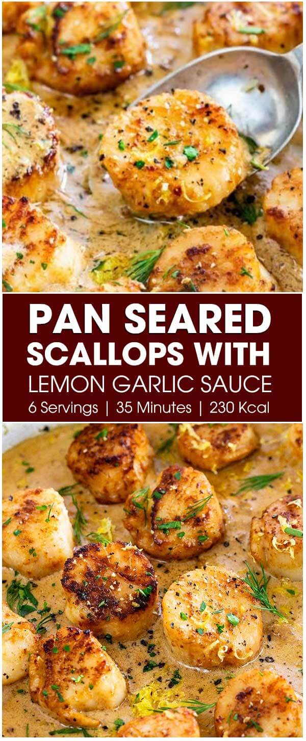 Pan Seared Scallops With Lemon Garlic Sauce