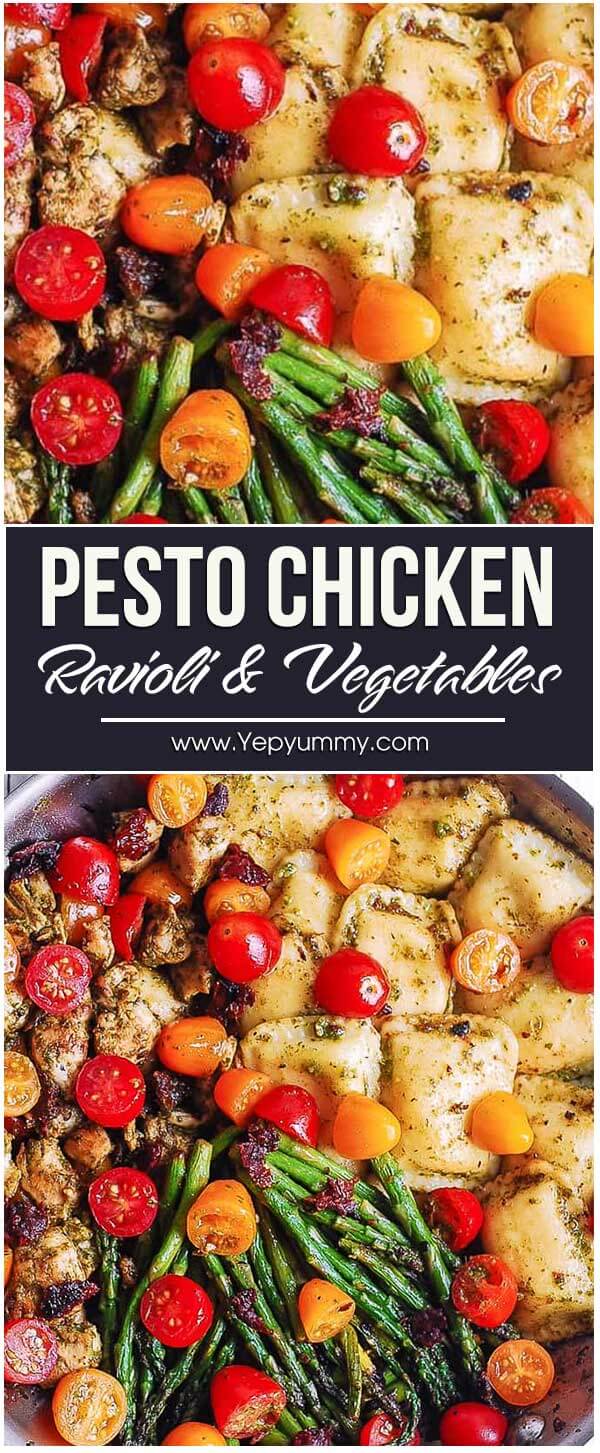 Pesto Chicken Ravioli and Vegetables