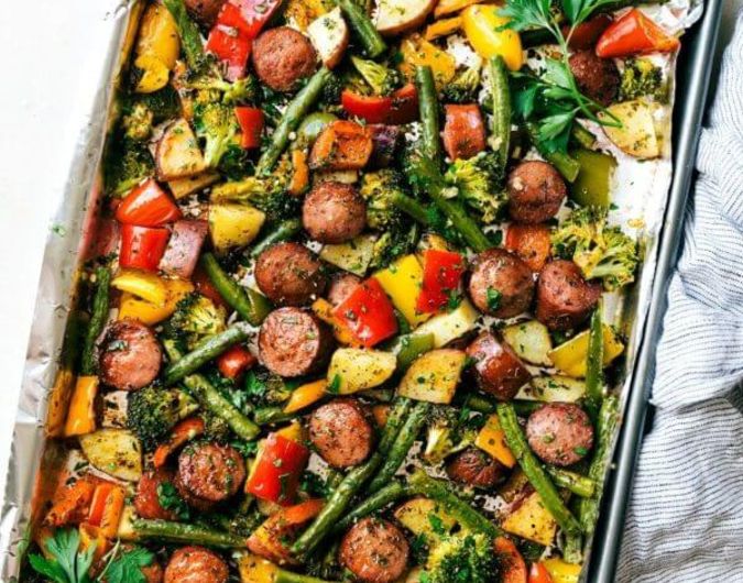 Roasted Veggies with Sausage and Herbs
