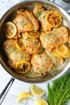 Skillet Lemon Dill Chicken Thighs - Dinner Delicious Dishes With Lemon