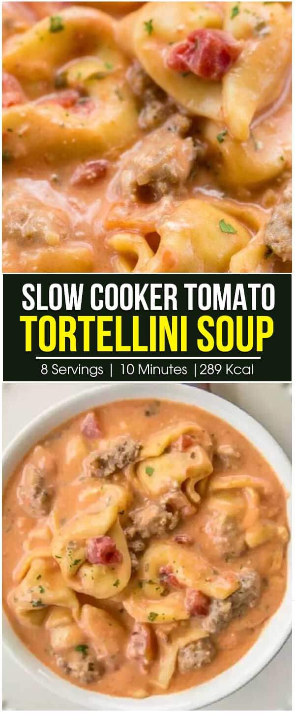 Slow Cooker Tomato Tortellini Soup