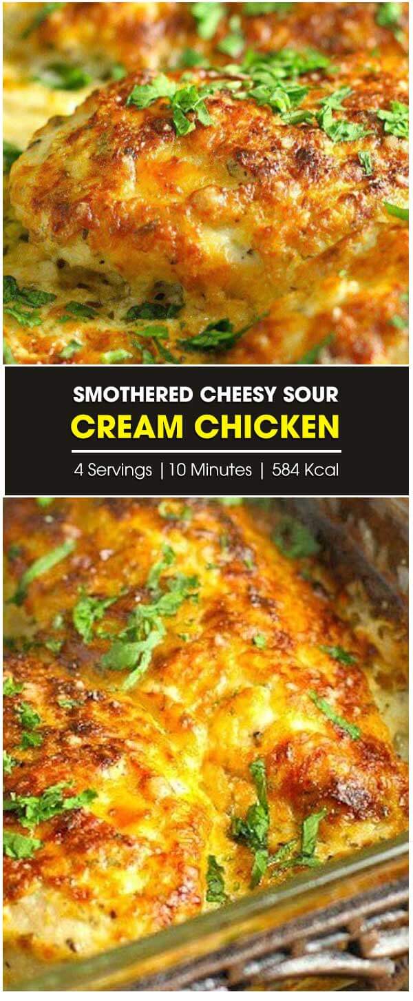 Smothered Cheesy Sour Cream Chicken