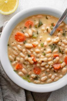 Greek White Bean Soup With Garlic Lemon - Easy And Delicious White Bean Soup Recipes