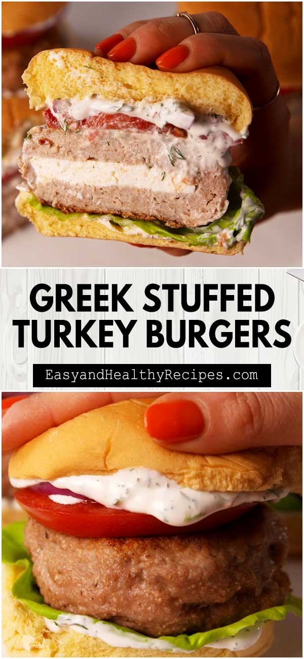 Greek Stuffed Turkey Burgers