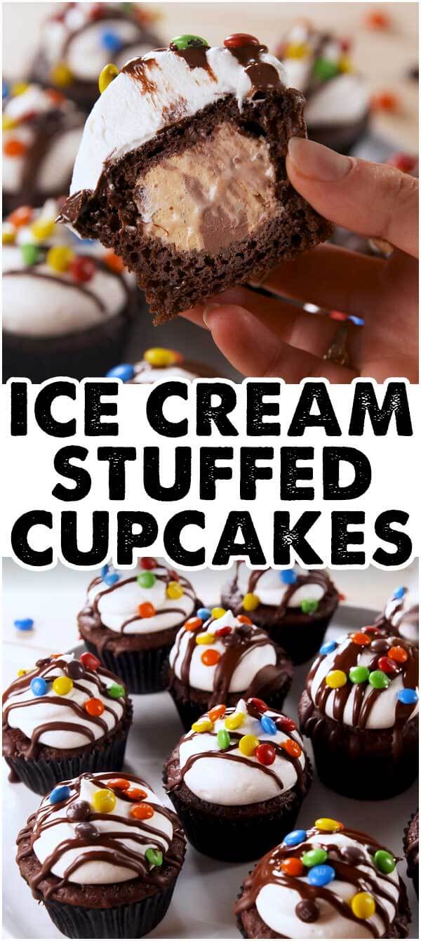 Ice Cream Stuffed Cupcakes
